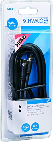 Schwaiger KVCHQ15533 Coaxial Cable, Satellite Cable 90 dB 1.5 M F Plug to F Plug, Black, 1.5 Meters - Image 3