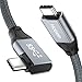 Produktbild Rechtwinklig 100W USB C auf USB C Kabel, 90° Design 20Gbps USB 3.2 Gen2×2 Typ C Ladekabel Unterstützt 4K@60Hz Videoübertragung, 20Gbps Datenübertragung, 100W PD Schnellladekabel für USB C Geräte (2M)
