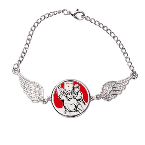 Brush Paper Soldier Mao Ze - Pulsera con citas de alas de ángel, Medium, Metal