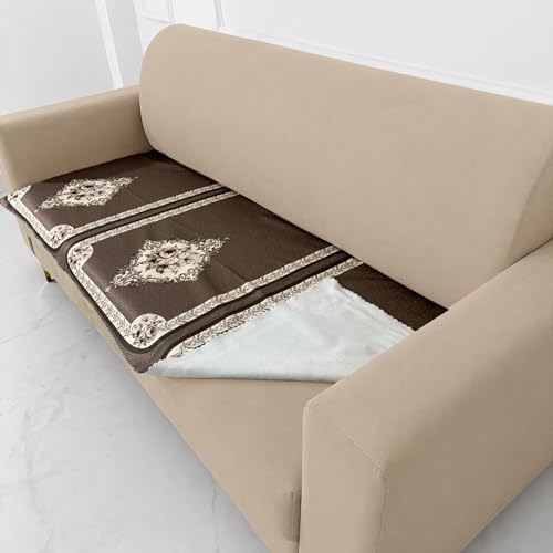 Image of Homerz Premium Waterproof Jasmine Joe Sofa Seat Cover - Floral Printed Sofa Protector | Non-Slip, Washable & Durable Sofa Protector (Coffee, 6 (3+2+1) Seater)