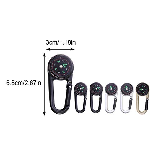 Toyvian 5 peças Mosquetão Bússola Clipe de liga para escaladas, montanhismo, rede, acampamento, equi