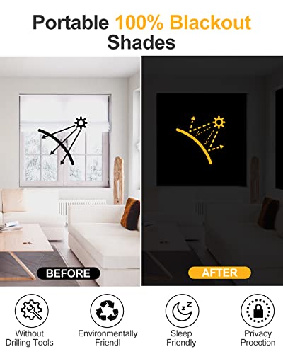 Larwiydo Portable Blackout Curtains-78 X58 Travel Window Blackout Curtains100% Blackout Material And Adhesive Tapes -Temporary Blackout Blinds For Baby Nursery, Bedroom,Living Room, Travel #TOP6