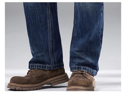 Men Spring Straight Cut Wide Leg Denim Pants Loose Male Trousers Jeans Dad3