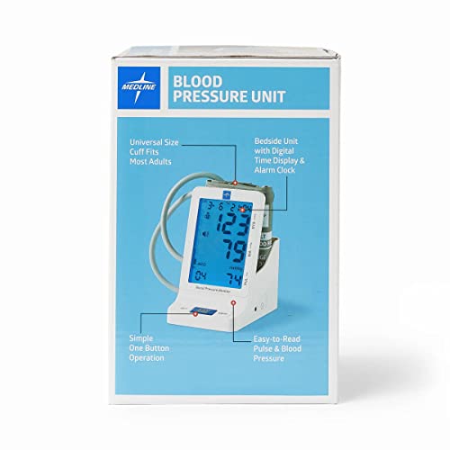 Medline Elite Bedside Talking Automatic Digital Blood Pressure Monitor With Universal Upper Arm Cuff (Fits Arms 22-42 Cm), Ac Adapter And Batteries, Alarm And Extra Large Backlit Display, Mds5001 #TOP4