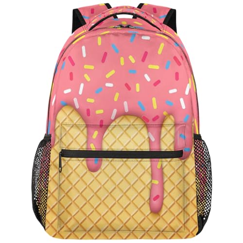 Daypack Backpacks 16 Inch Bookbags for Students, Ice Cream School Backpack Laptop Shoulder Bag Daypack for Travel Hiking Camping, Casual Daypack for Girls Boys Women Men