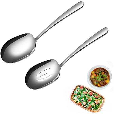 Cuchara de acero inoxidable con asas largas para servir y porcionar guarniciones Cover
