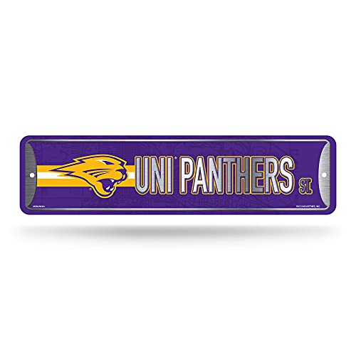 Rico Industries NCAA Northern Iowa Panthers Home Décor Metal Street Sign (4'' x 15'') - Great for Home, Office, Bedroom, & Man Cave - Made by Rico Industries