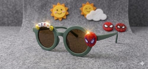 Image of PLAS ART STUDIO Customised round sunglasses Kids Sunglasses Get Kids Name on Frame For Girls & Boys. (Recommended Age 2+)
