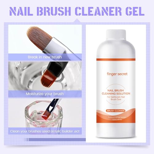 Image of Nail Brush Cleaner & Revitalizing Solution - Fast-Acting Cleaner for Acrylic Brushes, Airbrushes, Gel Nail Brush,Art Brushes & Nail Tools - Restores Softness and Extends Brush Life120ml