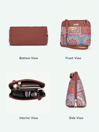 Image of ZOUK Printed Vegan Leather Out Of Office Sling Bag With Adjustable Strap For Women's Girls
