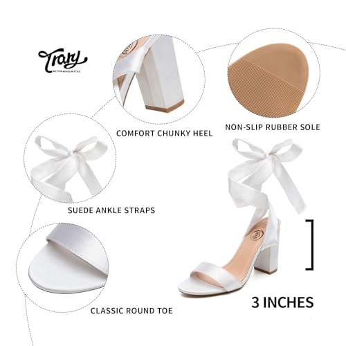Trary Pink Purple Nude Red Black Heels for Women, Lace Up Chunky Heels for Women, Strappy Heels for Women Sandals, High Platform Stripper Heels, Comfortable Wide Width Tie Up Heels 3 Inch Open Toe3