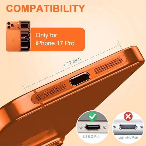 Image of USB C Dust Plug,USB C Port Cover Type C Charging Port Plug Cover Speaker Dust Cover, Accessories for iPhone 17, 17 Pro (Orange, for iPhone 17 Pro)