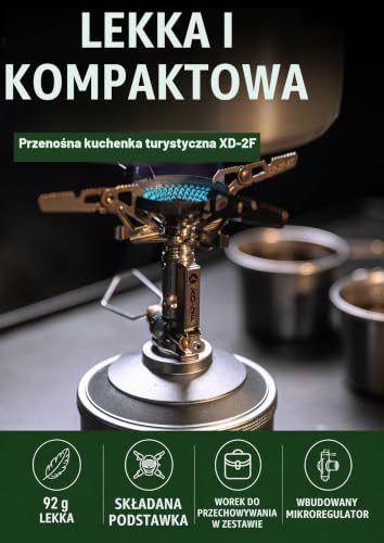 CAMPINGMOON Kompaktowa składana kuchenka z mikroregulatorem z 4Flex z zapalnikiem XD-2F
