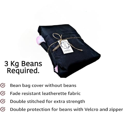 Image of Premium and Luxurious Fur Bean Bag Sofa Chair (Without Beans) Bean Bag Cover Without Beans. for Kids and Adults XXXL (Black Fur + 3XL)