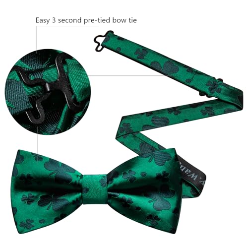 Image of Barry.Wang Paisley Striped Bow Tie for Men Silk Pre-Tied Bowtie Pocket Square Cufflinks Set Formal Wedding Party Prom