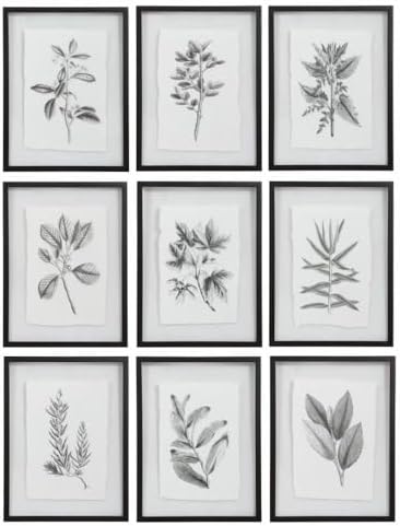 Farmhouse Florals 23" High 9-Piece Framed Wall Art Set