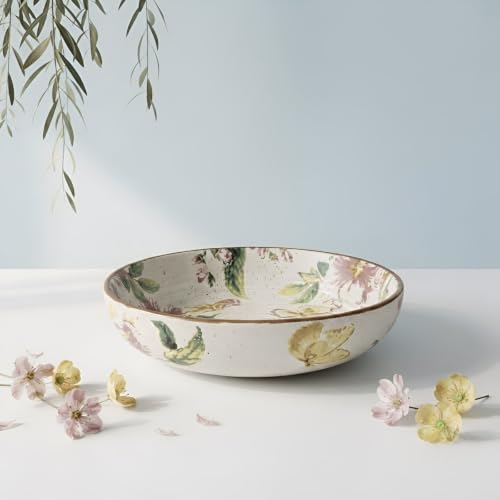 Image of SNS Pushpanjali Ceramic Serving Bowl | Premium Salad & Snacks Bowl | Semi-Matt Floral Dinnerware for Oats Pasta Fruits & Desserts | Tableware for Gifting (Pushpanjali Kitchenware Bowl, 1 Piece)