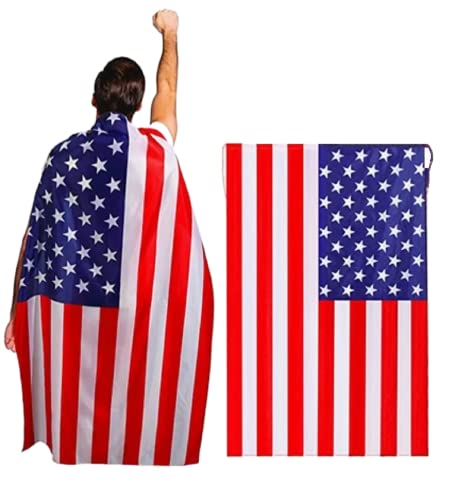 LKQBBSZ American Flag Cape Cloak Costume 4th of July Independence Day Decoration USA Patriotic Flag Cloak for Men Women