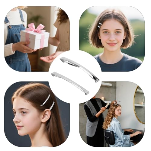 10 Stück Silber Haarspangen Damen,Haarspange Flach,Französische Frauen Hair Clips For Women,French Haarklammern Klein,Metallische Haarspange,Speziell Mit Feinem Haar,Elegantes Diy Frisur Zubehör