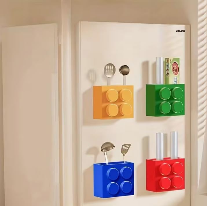 Image of Fridge Organizer 1pcs Large Magnetic Kitchen Organizer Space Saving Refrigerator Base Cutlery Rack Fridge Storage Containers Seasoning Rack Durable Plastic Material Refrigerator Stickers