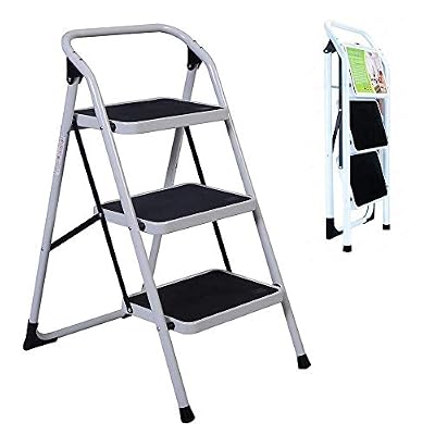 Sunnard 330 Lb Heavy Duty & Durable 3 Step Lightweight Ladder Multi Purpose Platform Foldable Stool for All Your Indoor Or Outdoor Projects Great for Home, Offices, Domestic and Commercial Used