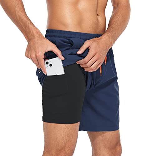 Zando Mens Swim Trunks Quick Dry Beach Shorts For Men Bathing Suits Beachwear For Men Summer Swim Shorts With Pockets Mens Swimming Trunks For Men Navy Shorts L #TOP1
