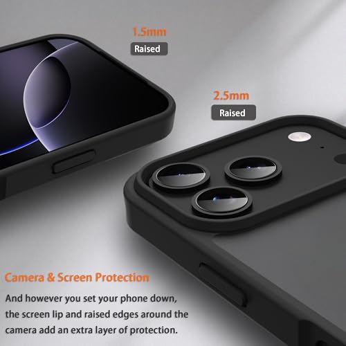 Image of for iPhone 17 pro Case Translucent Matte Phone Cover, [10 FT Military Grade Drop Protection] Slim Durable Shockproof Protective Bumper (Black, iPhone 17 pro)