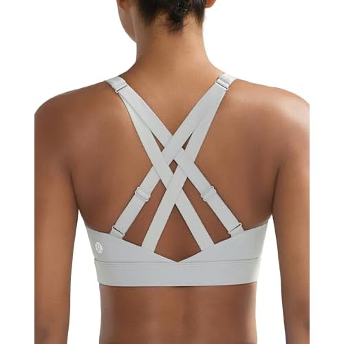 RUNNING GIRL High Impact Sports Bras for Women, High Support Running Adjustable Sports Bra Molded Cup Strappy Sports Bras(WX3161 Grey M)