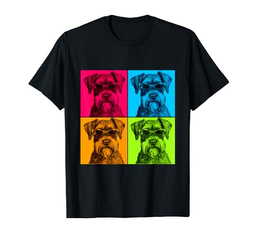 Schnauzer Standard Chien Pop Art Design Illustration Coloré T-Shirt