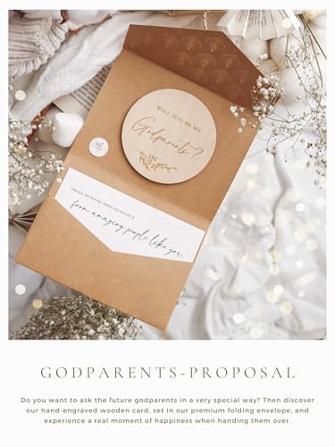 Image of Joli Coon Will you be my godparents wooden card with pocketfold envelope and seal sticker - Godparents proposal