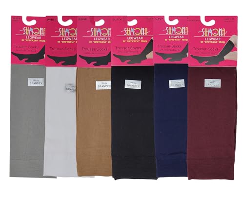 SUMONA 6 Pairs Women Opaque Stretchy Spandex Knee High Trouser Socks3