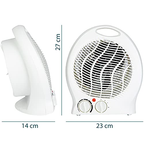 elektrische ventilatorkachel 2000W warmtestraler 2x verwarmingsstanden (1000/2000W) | 1x koudestraler | automatische uitschakeling bij kantelen | oververhittingsbeveiliging | snelverwarmer - WIT - Afbeelding 6