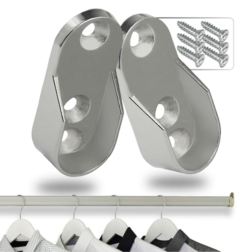 NIMA PARTS Lot de 2 supports de tringle à vêtements ovales en acier inoxydable 30 x 15 mm