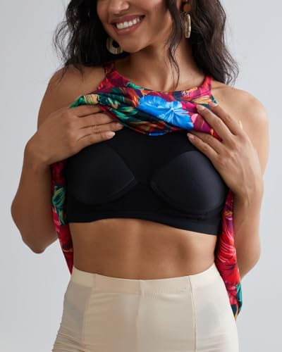 Image of ANYFITTING Summer Dress with Built in Bra Casual Beach Sundress Flowy Halter Mini Short Dresses for Women 2026