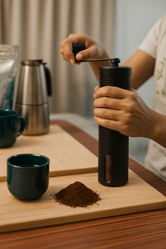 Image of Manual Coffee Bean Grinder - 18 Adjustable Grind Settings for Pour Over, Drip Coffee, Espresso, Moka Pot & Aeropress (Black)