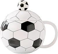 Vista 9 de Taza de fútbol de cerámica de 13.5 onzas, tazas de fútbol para té caliente, capuchino, moca, cacao, blanco para el día de Navidad (azul)