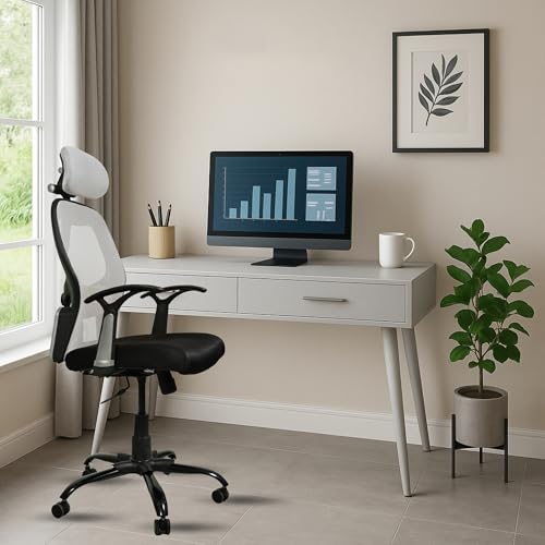 Image of High Back Office Chair with 3 Year Warranty rotatable Chair for Home and Office| Heavy Duty Metal Base | Height Adjustable (Grey)