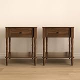 HOME DESIGN Ruston One Drawer Nightstand Set of 2, Brown, Spacious Drawer and Open Lower Shelf, Modern Bedroom Furniture