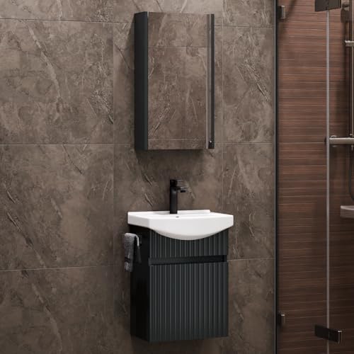 Planetmöbel Waschbecken mit Unterschrank 45 cm inkl. Keramikwaschbecken...