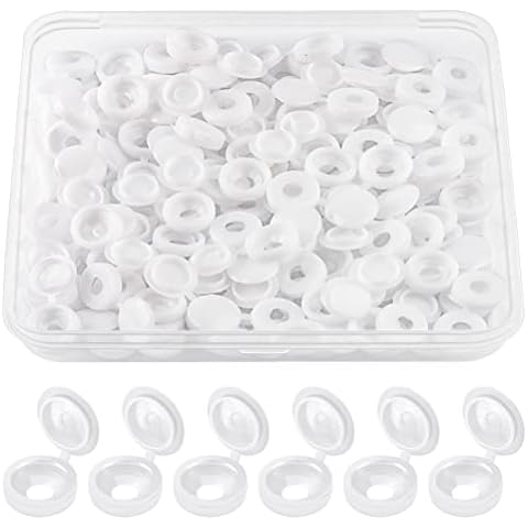 100 Pcs Screw Cover Caps, 0.34 Inch Plastic Hinged Screw Covers, Snap on Replacement Screw Decorative Covers for M4 Screws(White) Cover
