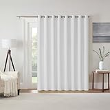 Eclipse Extra Wide Grommet Curtain, Kendall Sliding Patio Door Curtain Panel, Solid Textured Thermal Insulated and Noise Reducing Curtains, (1 Panel), 84 in Long x 100 in Wide, White