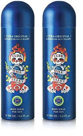 Cuba Original by Parfums Des Champs Wild Heart Men Spray corporal de 6.6 onzas, I0101712 (paquete de 2)