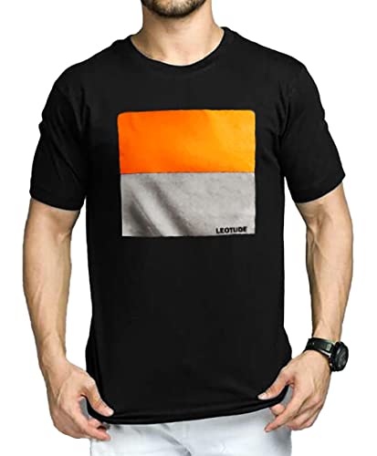 Image of LEOTUDE Regular Fit Half Sleeve Round Neck Cottonblend Tshirt for Men's (Color Red)