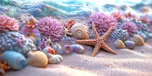 Broderie Diamant Océan d'étoiles de mer complet et rond, kit 5D DIY 50x100cm pour adulte