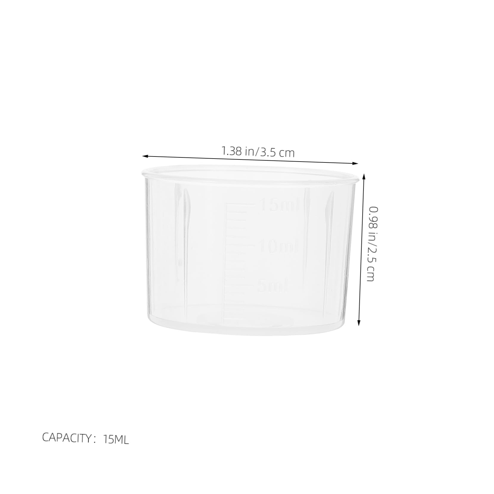 CIYODO 10 Pack Pp Plastic Graduated Measuring Cups 15ml Small Liquid Containers for Medicine School Lab