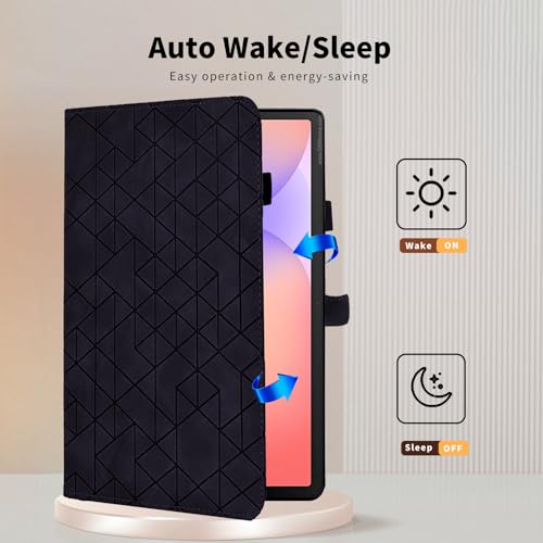 Étui pour Samsung Galaxy Tab S10 FE et S9 FE en cuir PU noir avec support multi-angle