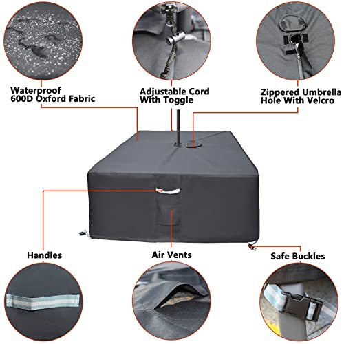 Tohonfoo Square Patio Table Cover With Umbrella Hole - 60" L X 60" W X 23" H (Cover Size，Not Table Size) Heavy Duty Waterproof 600D Oxford Fabric Outdoor Lawn Patio Furniture Covers #TOP4