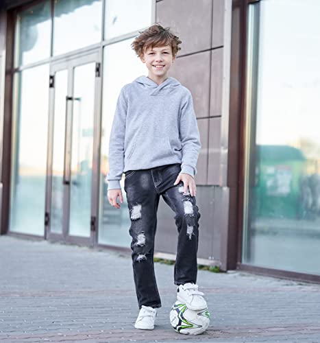 AOWKULAE Boy's Skinny Fit Ripped Destroyed Distressed Stretch Slim Jeans Pants3
