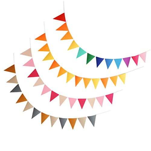 OUNONA 4 Pieces Triangle Flag Pennants Felt Banners for Birthdays Weddings Indoor/outdoor Decor