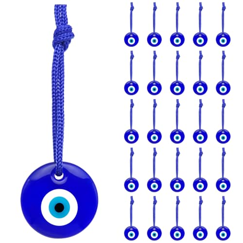 20Pcs Glass Bead Evil Eye Charms, Protective Decor for Car, Bag & Home